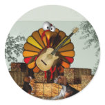 Turkey Acoustic Guitar Hay bale Thanksgiving stickers