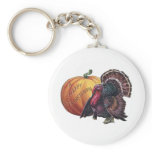 Turkey and Pumpkin Vintage Thanksgiving Key Chain