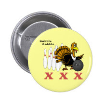 Turkey Bowling Pinback Button