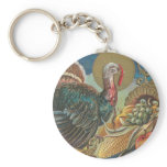 Turkey Cornucopia Thanksgiving Greeting Key Chain