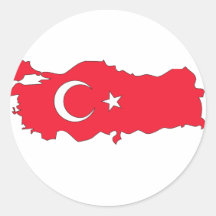 Turkey flag map round stickers