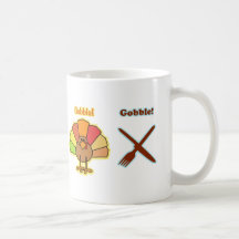 Turkey Gobble Knife Fork Thanksgiving Design Coffee Mugs