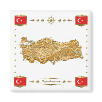 Turkey Map + Flags Magnet