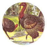 Turkeys by the Water Vintage Thanksgiving Stickers