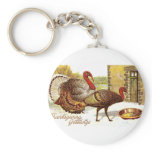 Turkeys in the Snow Vintage Thanksgiving Keychain