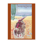 Turkeys March Through Wheat for Thanksgiving Postcards