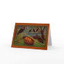 Turkeys Seesaw on Pumpkin Vintage Thanksgiving Card