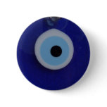 TURKISH BLUE GLASS EVIL EYE AMULET  Button