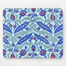 Turkish Border Turquoise Blue Tile Pattern Mouse Pads