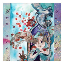 TURKISH FAIRY TALE ,bright  red blue pink sparkles Invite