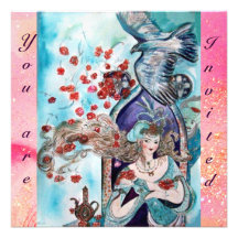 TURKISH FAIRY TALE ,bright  red blue pink sparkles Personalized Invite