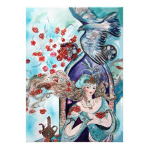 TURKISH FAIRY TALE ,bright red blue purple sparkle Personalised Invite