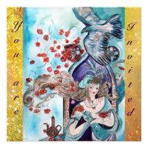 TURKISH FAIRY TALE ,bright red blue yellow sparkle Custom Invite