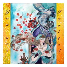 TURKISH FAIRY TALE ,bright red blue yellow sparkle Personalized Invitations