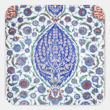 Turkish floral tiles square stickers