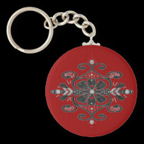 turkish influence deco dark red keychains