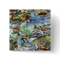 Turkish Woman by a Stream Pinback Button