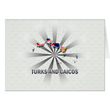 Turks And Caicos Flag Map 2.0 Greeting Cards