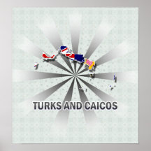Turks And Caicos Flag Map 2.0 Poster