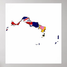 Turks And Caicos Flag Map full size Print