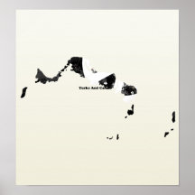 Turks And Caicos Trendy Peace Sign with Turk map Poster