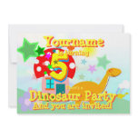 Turn 5 Cartoon Dinosaur Birthday Party Invitations