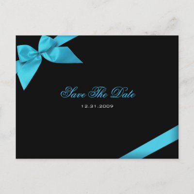 Turqoise Ribbon Wedding Invitation Save the Date Postcards by Ruxique