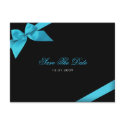 Turqoise Ribbon Wedding Save the Date 3 postcards
