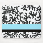 Turquoise and Black Floral Pattern mousepads