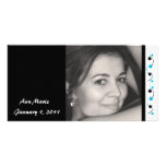 Turquoise and Black Floral Personalised Photo Card