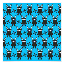 Turquoise and Black Ninja Bunny Pattern Photograph