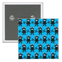 Turquoise and Black Ninja Bunny Pattern Pin