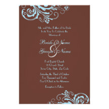 Turquoise and Brown Chic Wedding Invitation
