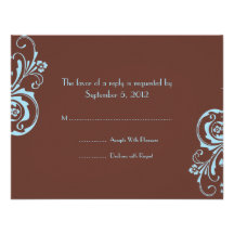Turquoise and Brown Chic Wedding RSVP Personalised Invites