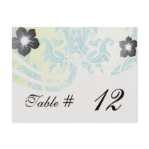 turquoise and lime green ornate damask design post cards