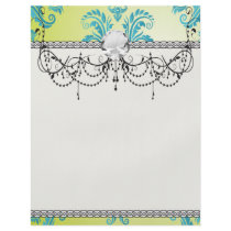 turquoise and lime green ornate damask flyers