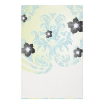 turquoise and lime green ornate damask customised stationery
