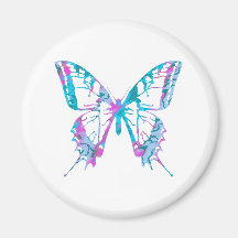 Turquoise and Pink Butterfly Magnet