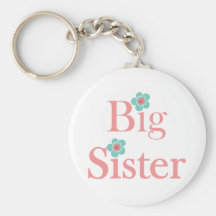 Turquoise and Pink Flower Big Sister Keychain