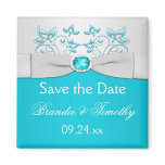 Turquoise and Silver Floral Save the Date Magnet