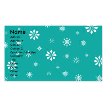 Turquoise and white snowflakes pattern business cards