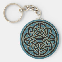Turquoise Black Gold Metal Celtic Knot Keychain