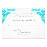 Turquoise, Black, White Damask RSVP Card Personalized Invitations