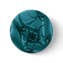 Turquoise Blue and Teal Fractal Art Design. Pinback Button