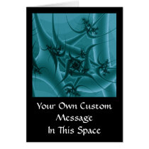 Turquoise Blue and Teal Fractal Art Design. Greeting Cards