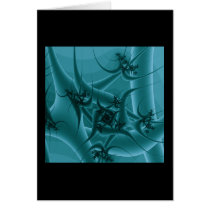 Turquoise Blue and Teal Fractal Art Design. Greeting Card