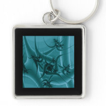 Turquoise Blue and Teal Fractal Art Design. Keychain