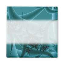 Turquoise Blue and Teal Fractal Art Design. Fridge Magnets