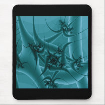 Turquoise Blue and Teal Fractal Art Design. Mouse Pads