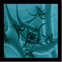 Turquoise Blue and Teal Fractal Art Design. Photo Cut Out